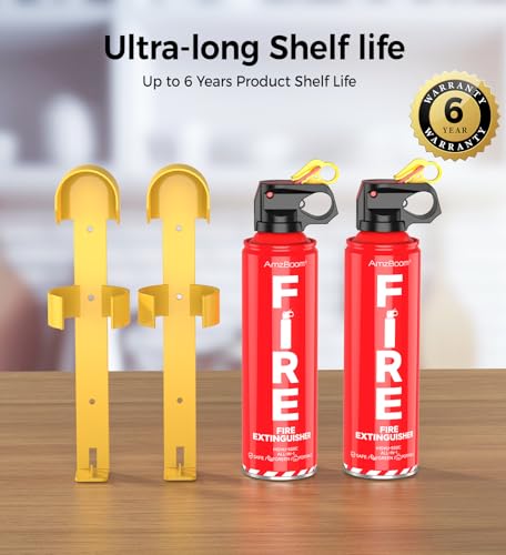 AmzBoom 2-Pack Fire Extinguisher Kit,Compact ABCK Spray for Home, Kitchen, Car, Grill | Eco-Friendly, Anti-Reignition | Mounting Bracket. by AmzBoom - Image 6