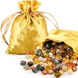 MOPLA 200 Stück Natürliche Trommelsteine Edelsteine für Kinder 9-12mm Bunter Edelstein Mix Edelsteine Set mit Stoffbeutel für Schatzsuche & Deko