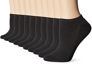 Hanes Big and Tall Women's Multi Pack No Show Sock, Black, Shoe Size: