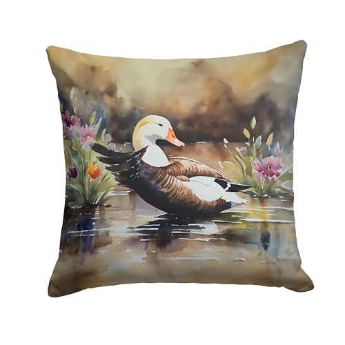 Caroline's Treasures Common Eider Duck Throw Pillow Machine Washable, Indoor Outdoor Decorative Pillow for Couch, Bed or Patio, 14Hx14W
