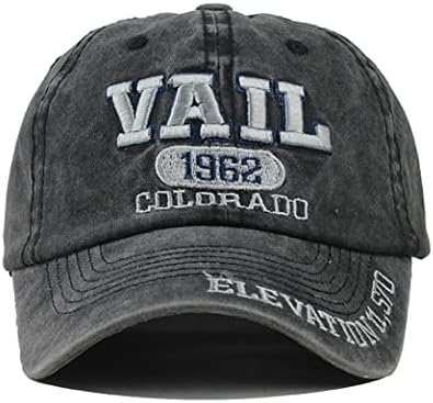 YULOONG Vintage Baseball Cap Embroidery Vail Washed Denim Trucker Cap 100% Cotton Sun Hat for Men Women Adjustable Size
