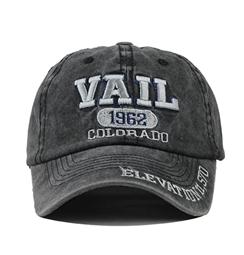 YULOONG Boné de beisebol vintage bordado Vail lavado jeans Trucker boné 100% algodão chapéu de sol p