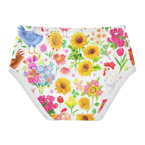 Cotton Toddler Underwear Custom Colorful Chicken Spring Flowers Little Girl Panties Fun Undies Kids Briefs 2t2
