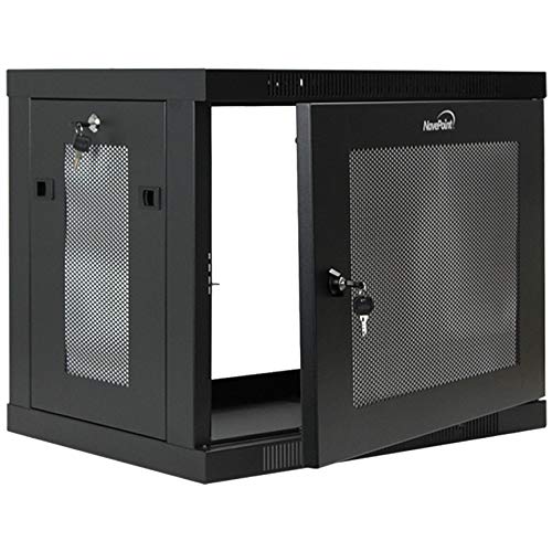 NavePoint 9U Wall Mount Rack Enclosure Server Cabinet 16.5 Inch Deep, Switch-Depth Perforated Door Lock