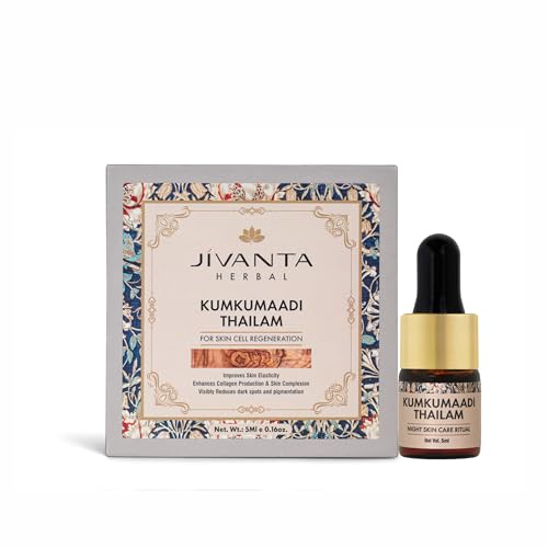 Image of Jivanta Kumkumadi Thailam Face Oil | Ayurvedic Serum with Saffron & Turmeric | Anti-Aging, Pigmentation & Dark Spot Reduction | 5ml