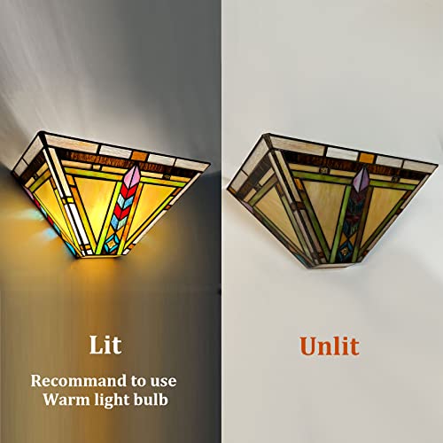 Image of Capulina Tiffany Lamp Firecracker Mission Stained Glass Wall Sconce 2-Light