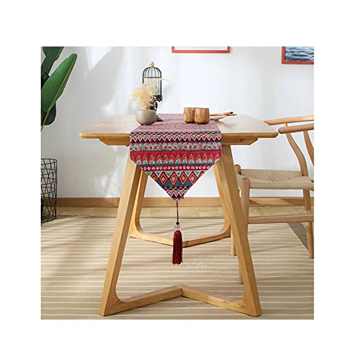 Chemin de table géométrique WXKAGF en coton noble rouge pour intérieur raffiné