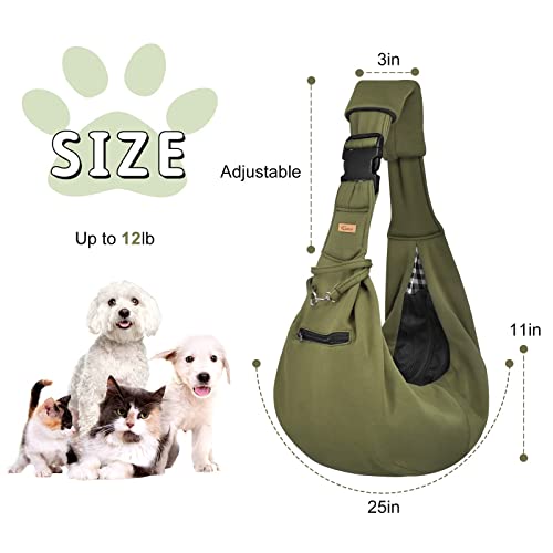 Cuby Dog Sling Carrier For Small Dogs, Hands Free Reversible Breathable Cotton, Safe Travel Sling Bag Carriers For Dog Cat Puppy Pet (Green) #TOP5