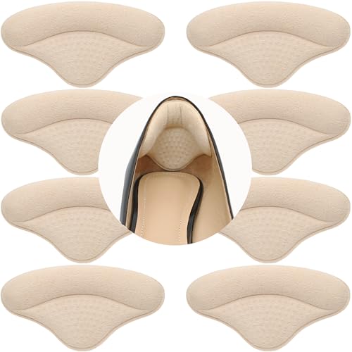 Image of Heel Cushion Pads, 4 Pairs Shoe Inserts for Loose Shoes, Beige Heel Grips Liner for Men and Women