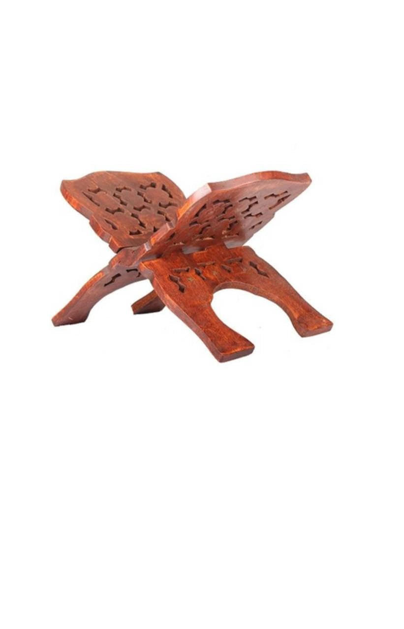 Wooden Book Stand, Hand Carved, Brown Finish, Foldable Design, Decorative Holder-picture-23