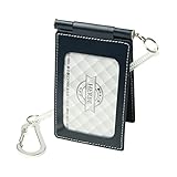 [HERBE] パスケース 4面収納 牛革 コイルストラップ 回転式 日本製 定期券入れ ダークネイビー 黒に近い紺