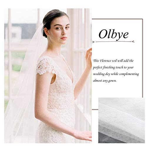 Olbye Women’s Wedding Veil 108 Inch Cathedral Veil Single Tier 1T Long Veils For Brides Soft Sheer Ivory Veil (Light Ivory) #TOP3