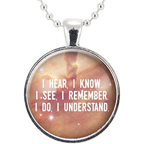 CellsDividing Motivational Confucius Quote Necklace, Inspirational Jewelry, Graduation Gift, Yoga Pendant