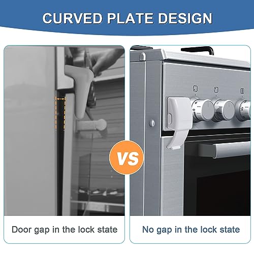 CLYMENE Improved Oven Door Lock Child Safety, Oven Front Lock Baby Proof, Heat-Resistant & Easy to Install, 1 Pack (White)
