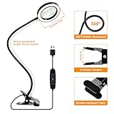 20X/10X Dual-lens Magnifying Glass with Light and Timer, Combination Lens Magnifier with Light, 3 Color Modes, 2 in 1 Magnifying Desk Lamp for Craft Hobby Painting Sewing Close Work(No Adapter) - Image 5