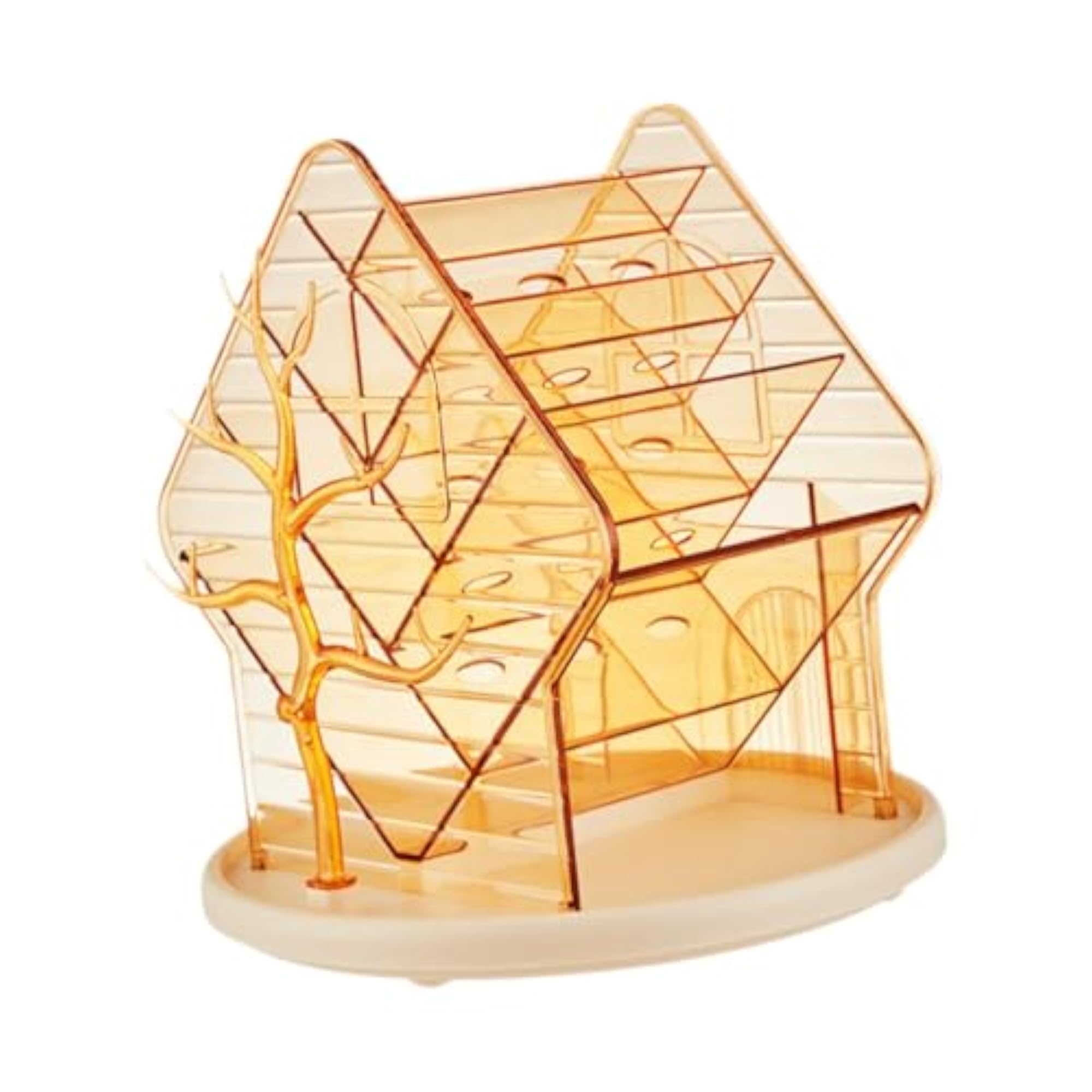 360° Rotating Clear Gold Makeup Brush Holder Organizer