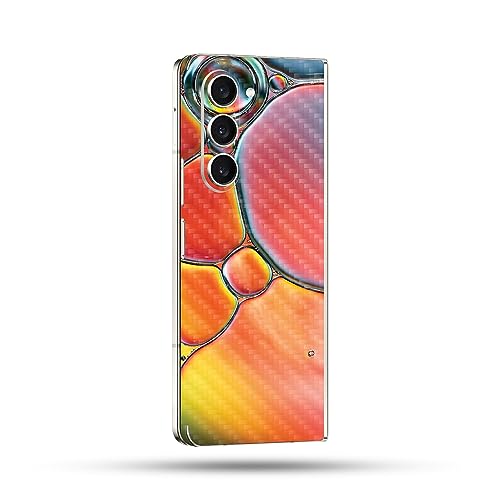 Image of MightySkins Carbon Fiber Skin Compatible With Samsung Galaxy Z Fold 5 Full Wrap - Rainbow Bubbles | Protective, Durable Textured Carbon Fiber Finish | Easy To Apply and Change Styles | Made in the USA