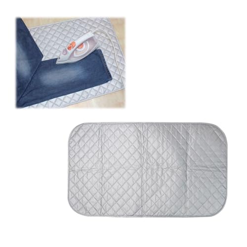 Alfombrilla de planchado para mesa, tabla de planchar de 45 x 85 cm, tabla de planchar magnética, de algodón plegable, resistente al calor, para planchar con vapor sobre la mesa