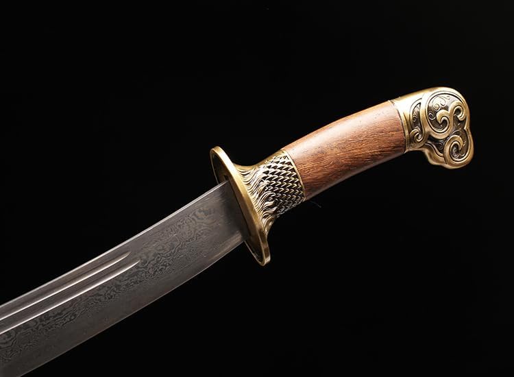 Miniatura 2 de Espada de Damasco Tanto de 12 pulgadas, hecha a mano, espada de tigre dragón chino, plegada, de acero, katana corta