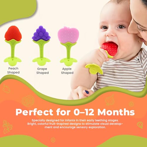 Image of Safe-O-Kid BPA-Free Organic Silicone Fruit Teether | Soft, Non-Toxic Teething Relief for Infants & Toddlers | Food-Grade, Multicolor for 0-12 Months
