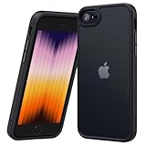 NIMASO iPhone SE 用 ケース 第3世代/第2世代/ iPhone8 / iPhone7 用 ケース カバー 半透明 耐衝撃 滑り止め 指紋防止 米軍MIL規格 黄変防止 ストラップホール付き ワイヤレス充電対応 スマホケース アイフォン SE3 SE2 8 7 対応 4.7インチ用 黒羽シリーズ NSC23J890