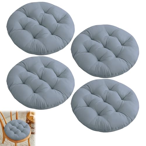 Juego de 4 cojines de asiento redondos, cómodos cojines para silla, 40 x 40 cm, cojines para asiento de exterior e interior, cojines para interior y exterior, para comedor, salón, estudio (gris oscuro