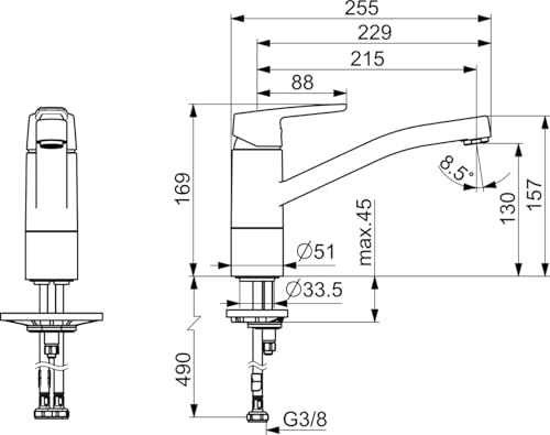Mitigeur évier Hansa à bec orientable et mousseur intégré
