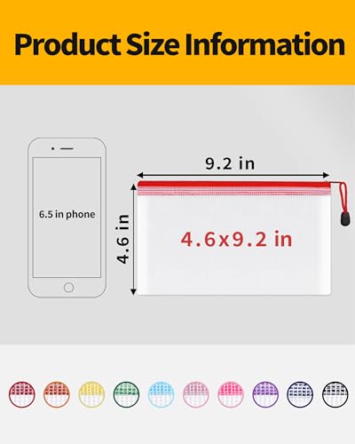 sunee mesh zipper pouch 46x92in 10 colors 30 packs mesh bags with zipper for school office supplies travel accessories waterproof zipper pouches for organizing