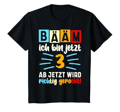 Bääm Ich bin jetzt 3 Geburtstag Drei Jahre Junge Mädchen T-Shirt
