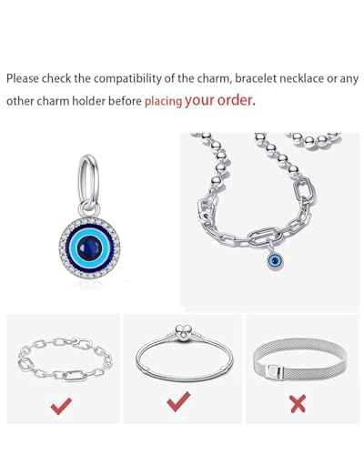 KEQ Blue Evil Eye Charms Fit for Pandora Charms Bracelet Necklace Evil Eye Lucky Bracelet Charm for Protection Blessing Bead Protection Jewelry DIY Charm Bracelet for Women Men Spiritual Gift2