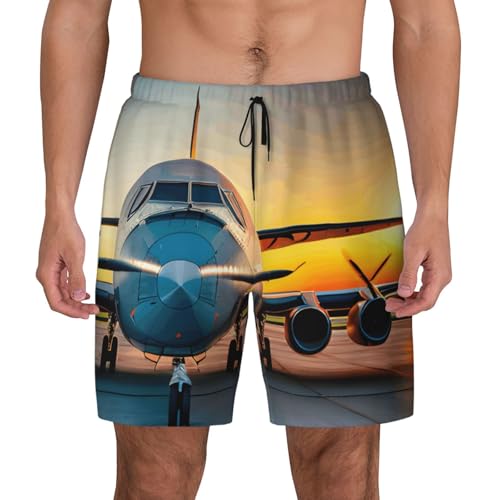 Traje de baño para hombre con estampado de avión ligero y transpirable
