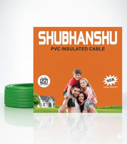 Image of 0.75 SQMM PVC Insulated Pure Copper Wire | Single Core Flexible Electric Cable | ISI Certified | 90 Meters | Green