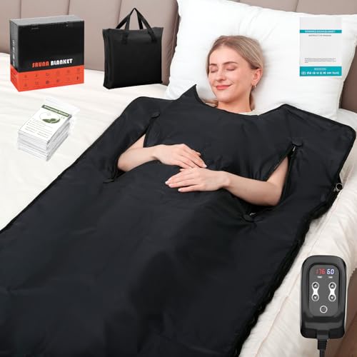 yamxun Sauna Blanket for Home: Extra Large Portable Sauna Blanket with Full Body Detox Wrap & Deep Heat Relaxation - Adjustable 86-176F 20-60 Min Timer 74.8 x 35.5Inch