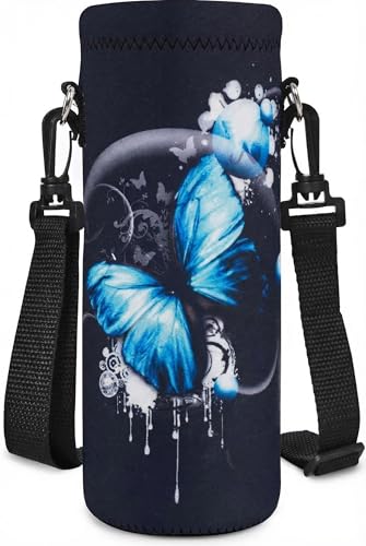 AUPET Water Bottle Carrier,Insulated Neoprene Water bottle Holder Bag Case Pouch Cover 1000ML or 750ML,Adjustable Shoulder Strap, Great for Stainless Steel and Plastic Bottles
