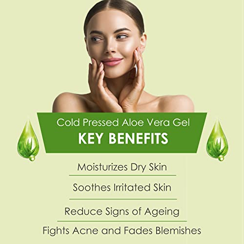 Image of Cold Pressed Aloe Vera Gel For Face with Pure Aloe Vera & Vitamin E for Skin and Hair- Paraben & Sulfate Free