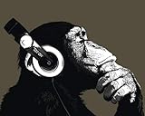 (16x20) The Chimp Stereo Headphones Art Print Poster