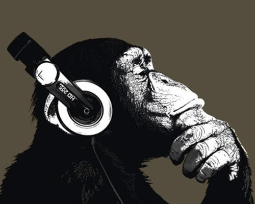 The Chimp Stereo Headphones Photo Print Poster (19.75 x 15.75)