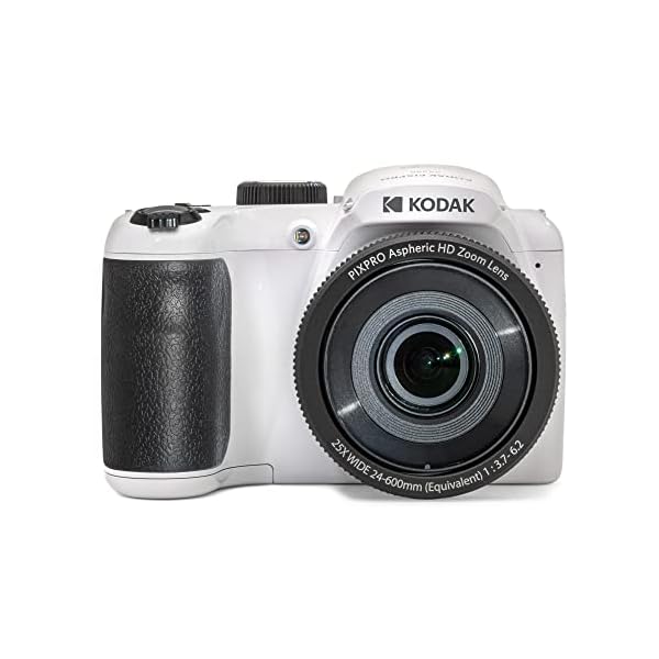 KODAK PIXPRO AZ255-WH 16MP Digital Camera 25X Optical Zoom 24mm Wide Angle Lens Optical Image Stabilization 1080P Full HD Video 3″ LCD Vlogging Camera (White)