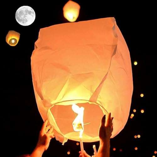 Koubbaola VNA 20 Packs Lanterns To Release In Sky,Memorial Wish Chinese Eco Friendly Lanterns Activities Lantern thumb #4