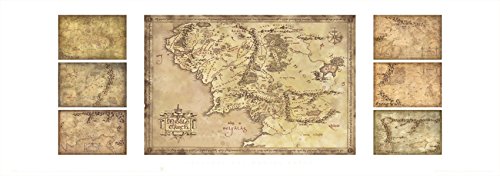 Affiche Maps of Middle Earth Lord of The Rings - Poster Art Print 33X95 Cm