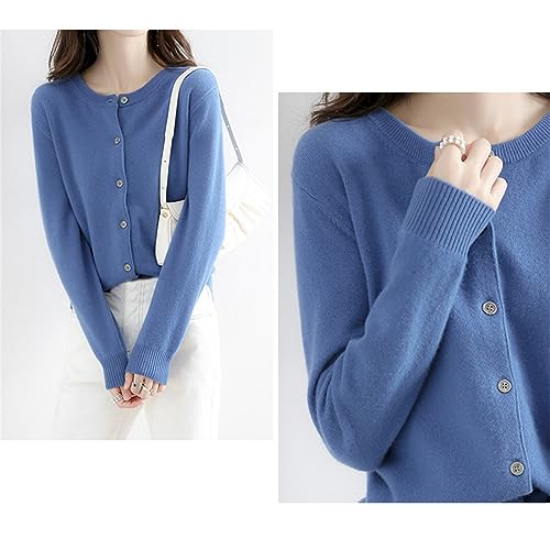 Womens Elegantes Cashmere Cardigans Fall 2025 Lightweight Soft Long Sleeve Clothes Crew Neck Botton Kintted Sweater3