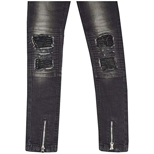 Kids Boys Stretchy Jeans Designer Black Ripped Denim Skinny Pants Trouser 5-13Yr3