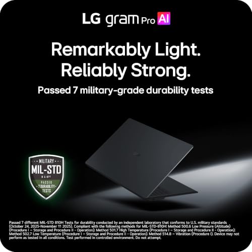 Image of LG gram Pro 16-inch Thin and Lightweight Dual AI Touchscreen Laptop Computer, Windows 11 Home, Copilot+ PC, Intel Core Ultra 7 355, 32GB RAM, 2TB (2x1TB) SSD, Obsidian Black