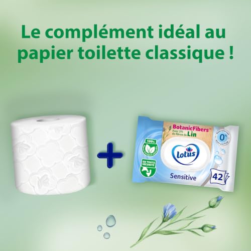 Lotus Papier Toilette Humide Sensitive - Sans colorant, ni parfum - Fibres FSC 100% d’origine naturelle - 42 feuilles (lot de 4)