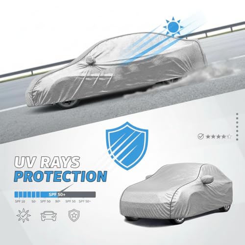 Image of Kayme Compatible with Silver Celerio Car Cover Waterproof Car Body Cover for All Weather Proof & Full Bottom Elastic, Triple Stitching with 100% Nail Proof Cover