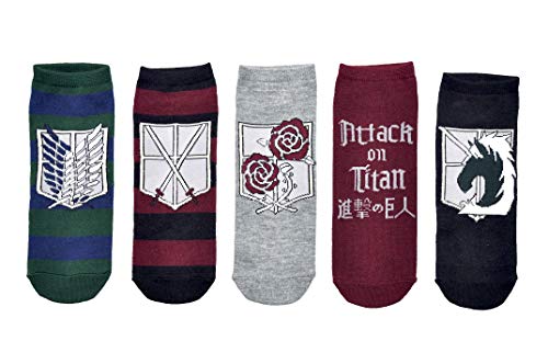 Attack On Titan Socks Cosplay (5 Pair) - (1 Size) Attack On Titan Gifts Regiment Low Cut Socks Women & Men's #TOP15
