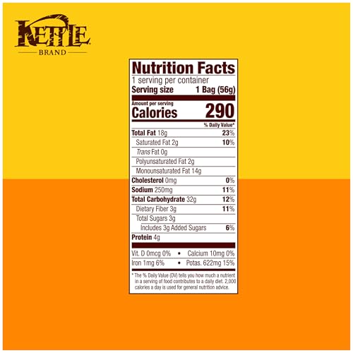 Kettle Brand Potato Chips, Honey Dijon Kettle Chips, Snack Bag, 2 Oz (Pack of 6)