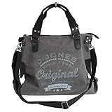 Canvas Jeans Tasche von Jennifer Jones - Damentasche, Shopper, Umhängetasche, Vintage Handtasche, Schultertasche - Baumwollstoff Segelstoff (Grau) - präsentiert von ZMOKA®