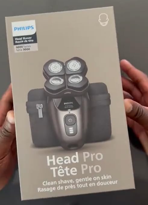 Philips Head Shaver Pro 9000 Series - Skull Shaver for Men and Women 360 Flexing Head & ComfortCut Blades for Clean Shave Gentle on Skin Model HS9980/15