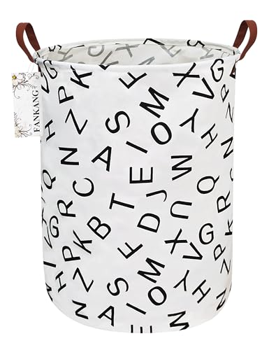 FANKANG Laundry Hamper Storage Bins Nursery Hamper Canvas Foldable Large Storage Baskets for Kids Toys Room, Nursery, Home,Gift Basket, Office, Bedroom, Clothes(Round Alphabet)